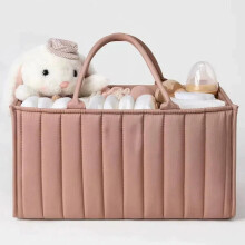 1 Pack Diaper Caddy Organizer - Portable Storage Basket with Handle, Storage Tote Bag and Car Organizer Must Haves for Parents, Hot Pink