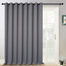 Blackout Sliding Door Curtain, Grommet Top, Thermal Insulated, Extra Wide, Grey, 100x108", 1 Panel