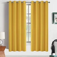 Blackout Curtains Mustard Yellow Thermal Insulated Grommet