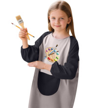 Kids' Art Smock Light Gray Long Sleeve Round Neck 6-8 Years