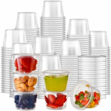 250 Pack 4 oz Jello Shot Cups with Lids, Disposable Souffle Portion Cups for Sauce