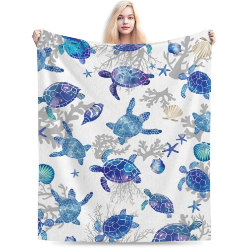 Sea Turtle Flannel Blanket 60 x 80 in 2