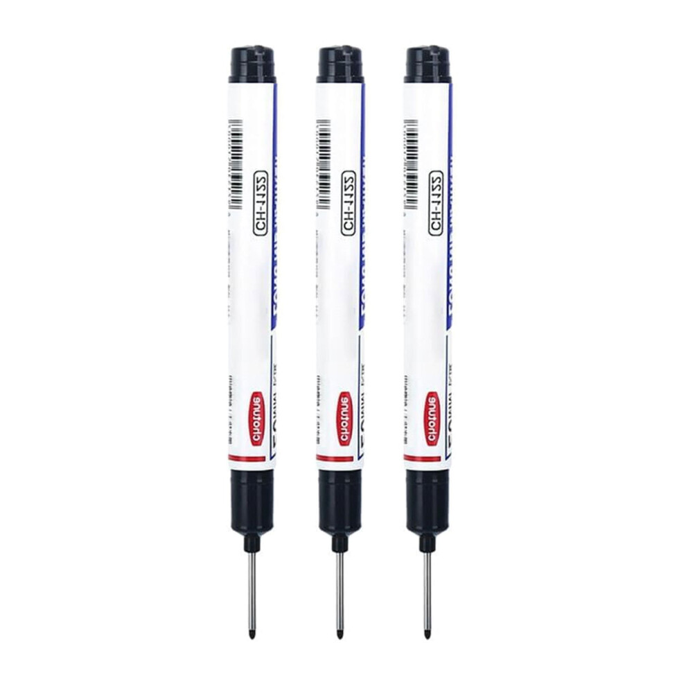 3Pcs Long Head Deep Hole Marker Pens, Quick-Dry Waterproof Carpenter Markers For Construction, Bathroom & Woodworking Â Compatible With Standard 9482726806776