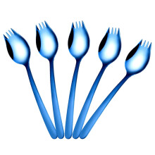 in1Spoons Forks5-delige set herbruikbare roestvrijstalen soep-, diner- en campinglepels - marineblauw