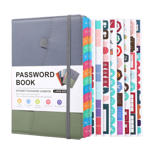 Libro delle password con copertina rigida e linguette alfabetiche, 1 volume
