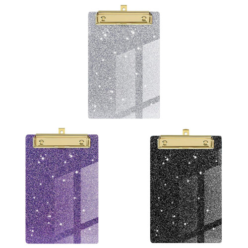 Acrylic Glitter Clipboard Set 4x6 Inch 3-Pack