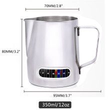 Pichet à mousser le lait, 350/590 ml, acier inoxydable avec affichage de la température – Compatible avec toutes les machines à expresso
