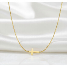 14 karat forgyldt korshalskæde til kvinder med choker
