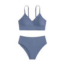 Badedragt til småbørnspiger, 2-delt, sporty, ensfarvet, højtaljet bikinisæt, badetøj til 12-14 år