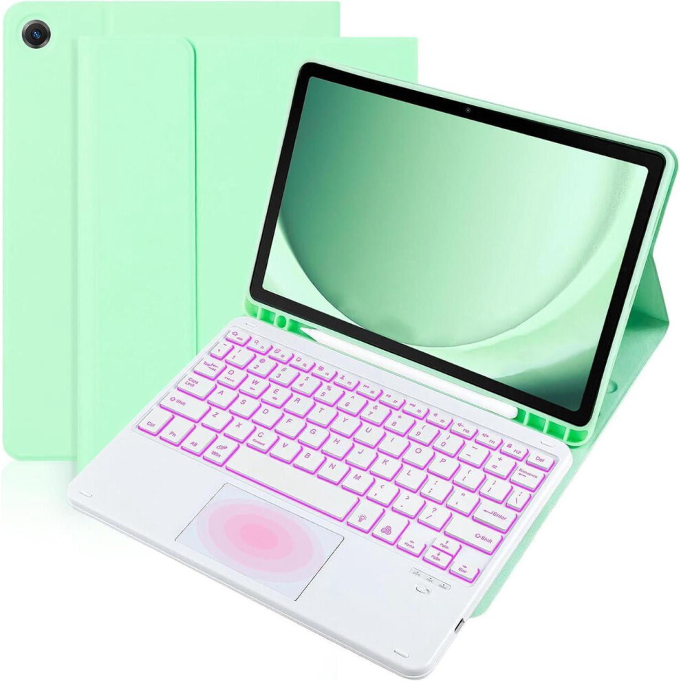 Keyboard Case With Trackpad For Samsung Galaxy Tab A9 Plus 11" (Sm-X210/X215/X216/X218), Compatible With Smart Touchpad, 7-Color Backlit, Removable & 9338982632256