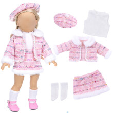 18-inch doll winter outfit plaid coat and beret set