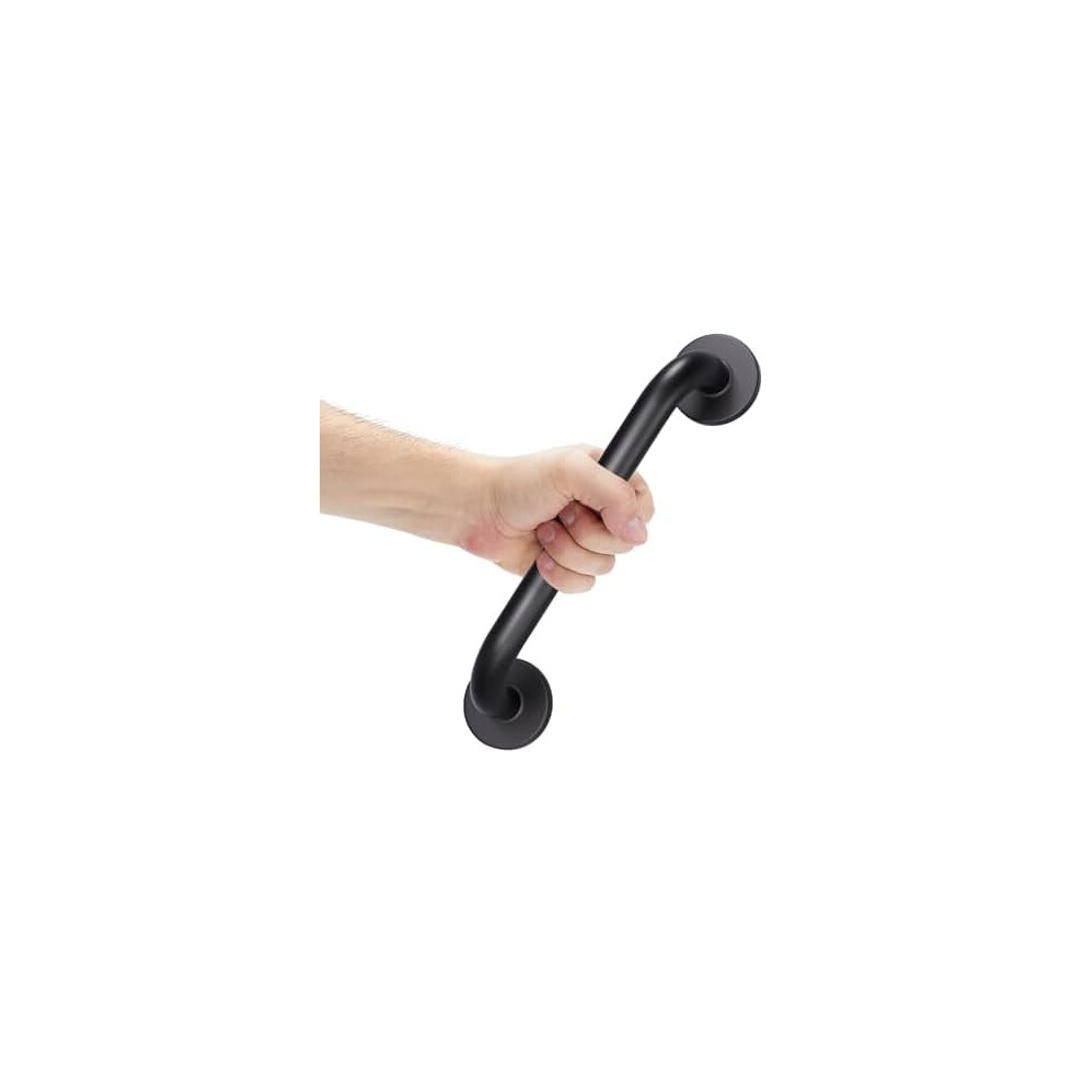 Stainless Steel Shower Grab Bar for Seniors, Anti-Slip, 12" x 1", 500LBS Capacity, Black â Compatible with Standard Install