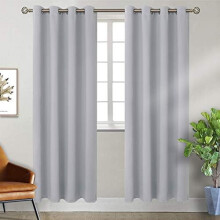 Room Darkening Curtains - Grommet Thermal Insulated, Light Blocking, Set of 2 (46x84", Light Grey)