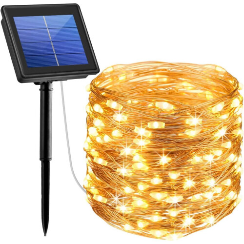 Φωτάκια νεράιδας 16ft50-LED από ηλιακό χαλκό, 8 λειτουργίες, αδιάβροχα, θερμό λευκό –