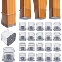 Protections carrées pour pieds de chaise sur parquet – Protections de sol en silicone, transparentes, lot de 20, XL (4,1 à 5,1 cm), compatibles