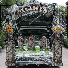 Décoration de coffre ou de voiture d'Halloween Hauntlook grand format - Ensemble de 8 autocollants - Utilisation intérieure ou extérieure pour une