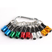Portable Bit Holder Keychain w/ 10pcs 1/4" Hex Bits, Silver Carabiner, Light Extension Bar & Quick-Change Bit Catcher (5 Colors)