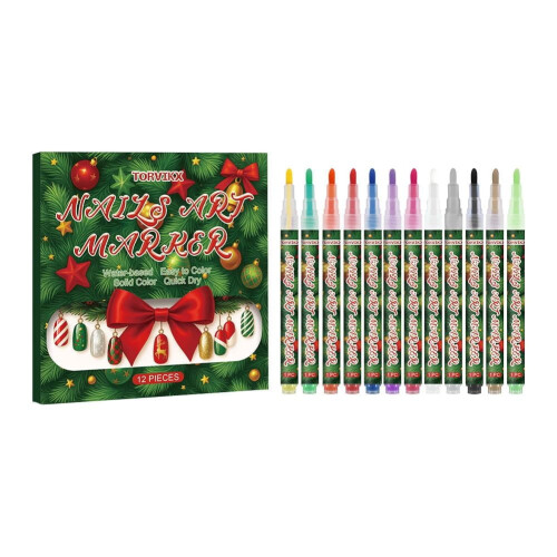 Ensemble de stylos pour nail art à pointe fine (12 pièces)