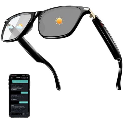 AI Smart Glasses with ChatGPT Bluetooth Black