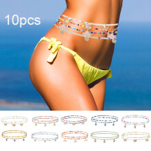 10Pcs Waist Beads For Women African Waist Beads Belly Chains Colorful Beaded Body Chain Beach Summer Bikini Elastic Waist Jewelry