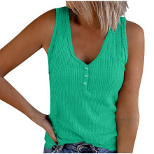 Sommertoppe til kvinder Tanktoppe til kvinder Plus size V-hals Ærmeløse toppe Knapper Bluse Mode Ensfarvet Pasform Casual T-shirts, Skjorter
