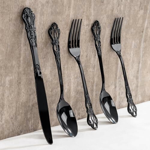 Set di posate usa e getta dorate da 150 pezzi: forchette, coltelli, 2