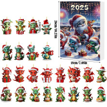 Calendrier de l'Avent de Noël avec 24 décorations de dragon