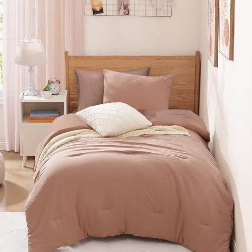 Twin comforter set clay pink 5 pieces