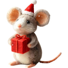 Christmas Felt Mouse Ornaments Handmade Santa Claus Wool Felt Mice Figurine Holiday Home Decoration Crafts Gifts for Kids