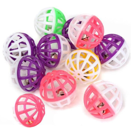 Bile clopoței din plastic, bicolore, goale, pentru animale de companie, 4 cm 2