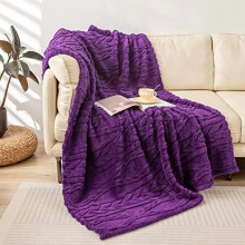 Sherpa Throw Blanket – 3D Stylish, Super Soft & Cozy, Thick Plush Fuzzy Blanket for Couch/Bed (Purple, 50"x65")
