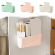 Magnetic Storage Box, 22x14.5x6.5cm, Super Strong Magnet, White Plastic, 2-Slot Adjustable, Space Saving, for Kitchen/Bathroom/Office, No Mounting