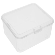 FRCOLOR Clear Plastic Beaded Box with Hinged Lid for Small Items Storage 10x5x3 Inches