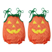 Baby Boy Halloween Outfit - Sleeveless Pumpkin Romper Bodysuit for Toddler Adjustable
