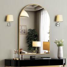 EDX arched wall mirror gold aluminum frame 24x36 inch