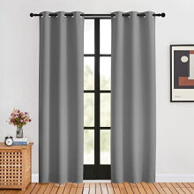 Silver Grey Room Darkening Curtains, W34xL80, 2 Panels, Thermal Insulated Grommet Drapes for Living Room & Bedroom