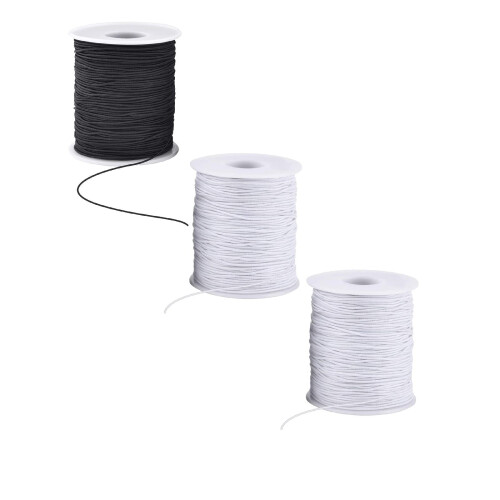 1mm Black Elastic Cord for Bracelet Making – Stretch Beading Thread, Durable & Versatile DIY String