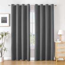 Blackout Curtains 80 inches Long for Bedroom - 2 Panels Set Grommet Thermal Insulated Room Darkening Curtains for Living Room (Grey, 52 x 80 Inch)