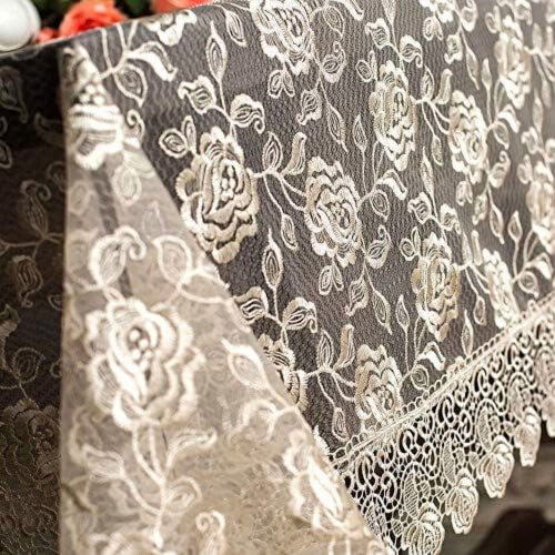 Vintage Lace Rectangular Tablecloth, Golden, 59" x 82" 2