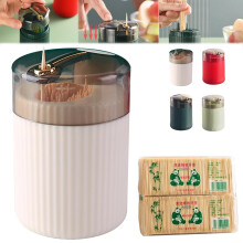 2024 New Pop-Up Automatic Toothpick Dispenser, Portable Creative Holder (White, Round, 1PC) – Compatible with Standard Toothpicks