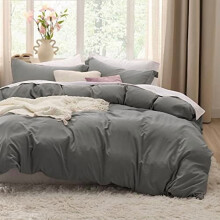Dark Grey Oversized Queen Duvet Cover Set (3 pcs), Prewashed Cotton-Like Soft Bedding, 98"x98" with Zipper, 2 Pillow Shams — Comforter Not Included