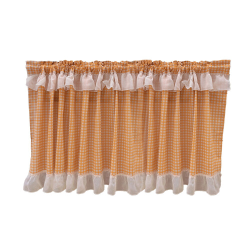 Gingham Check Curtain Valance 59" x 24" Semi-Sheer Rod 1