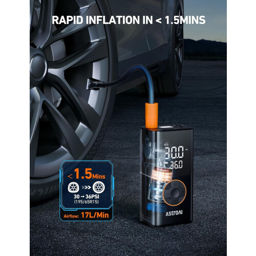 Φορητός Ασύρματος Φουσκωτής Ελαστικών L7, 150PSI, Ψηφιακή Διπλή Οθόνη, Φως LED & Δείκτης 2