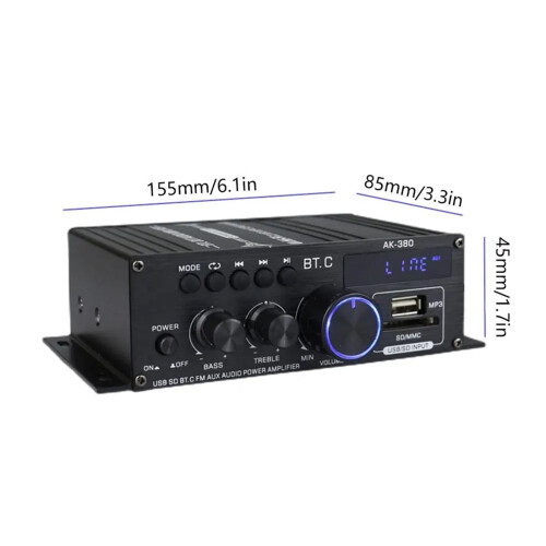 AK380 Ενισχυτής Ισχύος Hi-Fi 2 Καναλιών 40W+40W 2