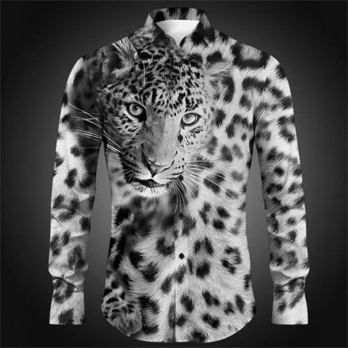 Men's tiger-print long sleeve shirt 1