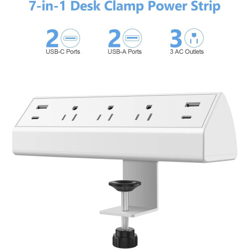 Πολύπριζο για σφιγκτήρα γραφείου με θύρες USB-C και USB-A 1