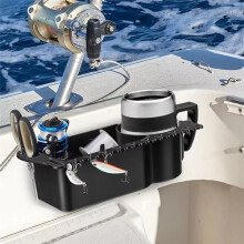 Boots-Wasserflaschenhalter mit Gummilasche, Boots-Flaschenbecher-Organizer, Multifunktionaler Getränkehalter für Fischköder, B