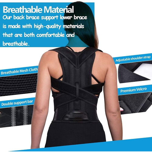 Posture Corrector Breathable Back Brace with Lumbar and 2