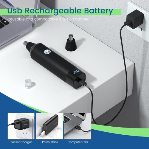 Tagliapeli per orecchie e naso ricaricabile tramite USB 2