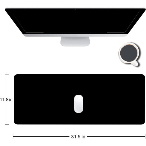 Sort XXL skrivebordsmusemåtte 31,5 x 11,8 tommer 2